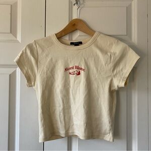 Cream Tee with Red Mont Blanc Design